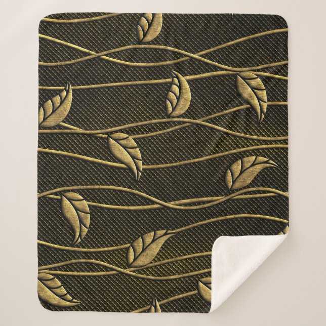 Cobertor Sherpa Dourado e preto: deixa textura 3D. (Frente)