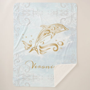 Cobertor Sherpa Dourado golfinho personalizado Sherpa Blanket