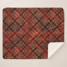 Dourado Holiday Red Christmas Metallic Damask Eleg