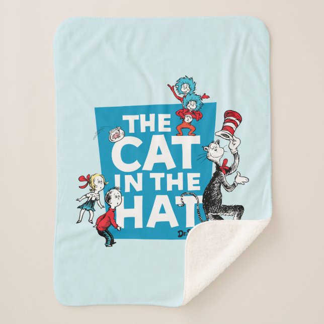 Cobertor Sherpa Dr. Seuss | Cat no logotipo Hat - Caracteres (Frente)