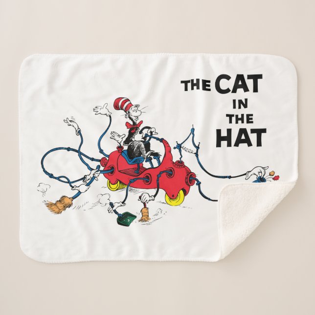 Cobertor Sherpa Dr. Seuss | Gato no Chapéu Limpa (Frente (Horizontal))