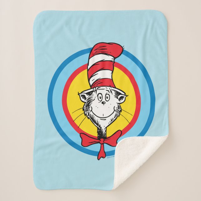 Cobertor Sherpa Dr. Seuss | Gato no Gráfico da Cabeça de Chapéu (Frente)
