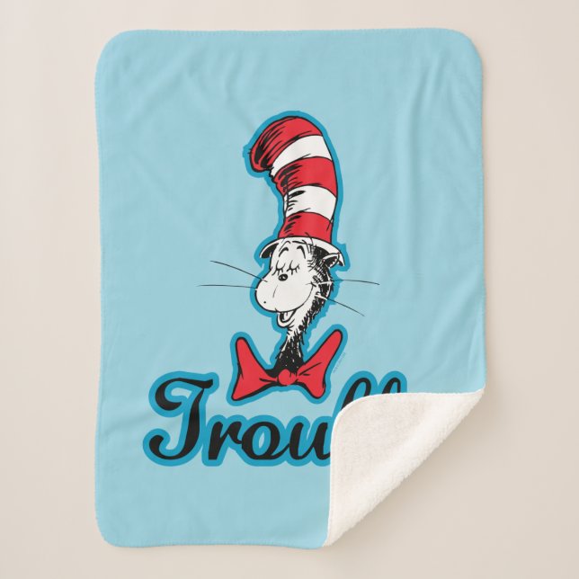 Cobertor Sherpa Dr. Seuss | Gato no Hat Trouble (Frente)