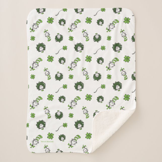 Cobertor Sherpa Dr. Seuss | Gato no padrão de cobertura do chapéu (Frente)