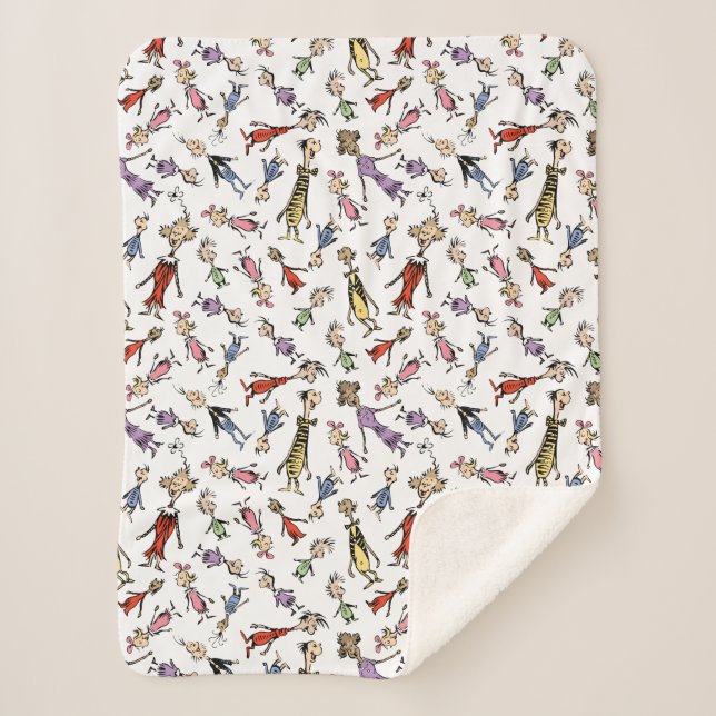 Cobertor Sherpa Dr. Seuss Whoville Characters Festive Pattern (Frente)