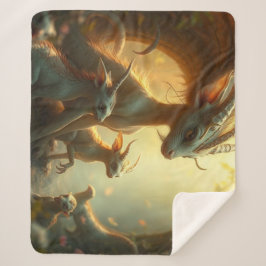 Cobertor Sherpa „Drachenmutter im goldenen Wald“