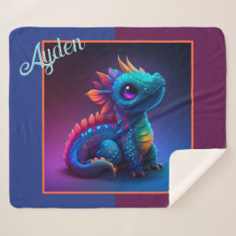 Cobertor Sherpa Dragão-Bebê Animado E Bonito Sherpa Blanket