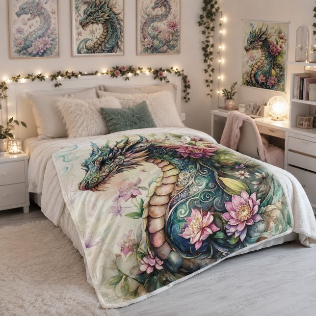 Cobertor Sherpa Dragão de Fantasia Encantada  (Criador carregado)