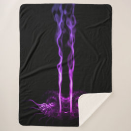 Cobertor Sherpa Dragão Fumaça Preto e Roxo