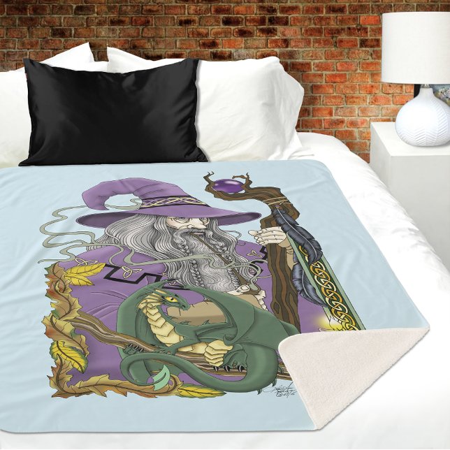 Cobertor Sherpa Dragão Mágico Celta Roxo Fantasia (Criador carregado)