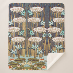 Cobertor Sherpa Dragões Água Lírios Marsh Art Nouveau
