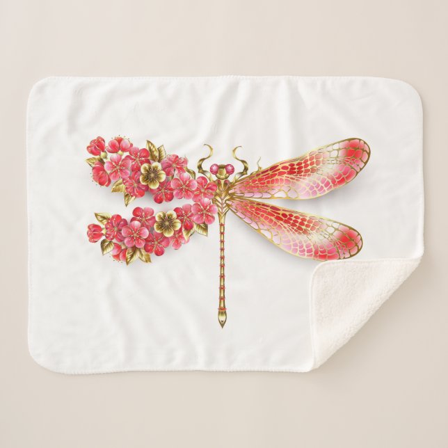 Cobertor Sherpa Dragonfly com joalheria sakura (Frente (Horizontal))