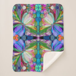 Cobertor Sherpa Dragonfly Garden Abstrato Floral