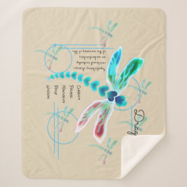 Cobertor Sherpa Dragonfly | Teal & Khaki Medium Sherpa Blanket