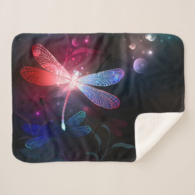 Cobertor Sherpa Dragonfly vermelha (Frente (Horizontal))