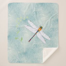 Cobertor Sherpa Dragonfly Vintage sobre fundo floral desbotado