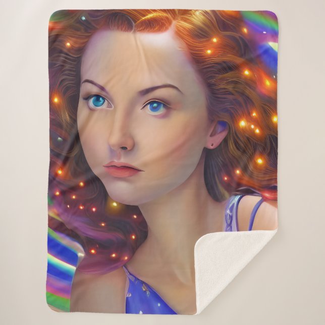 Cobertor Sherpa DreamGirl com Luzes Arco-Íris (Frente)