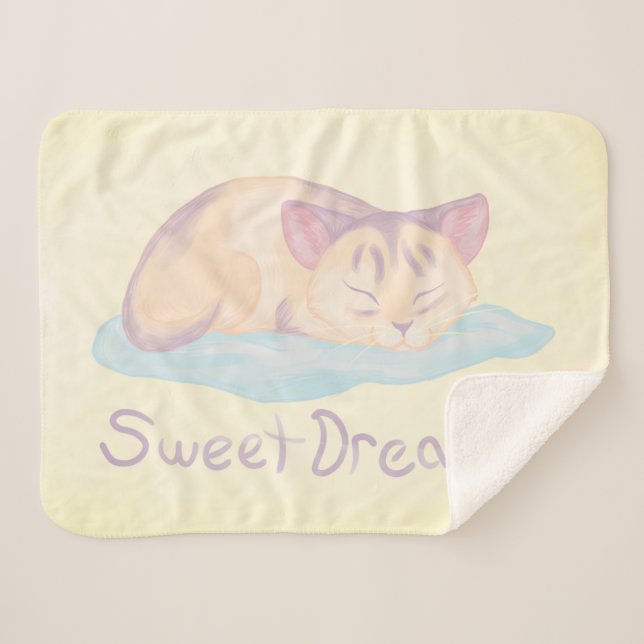 Cobertor Sherpa Dreaming Kitten (Frente (Horizontal))