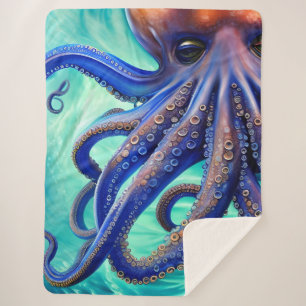 Cobertor Sherpa Dreampus Octopus Blue Ocean Wave Pop Art