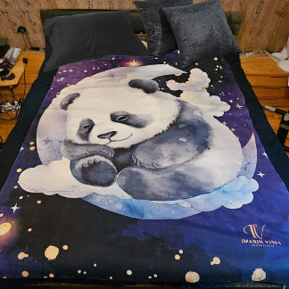 Cobertor Sherpa Dreamy Panda on Moon