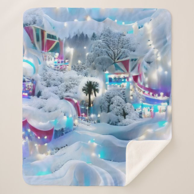 Cobertor Sherpa Dreamy Winter Wonderland Lights (Frente)