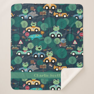 Cobertor Sherpa Drivers de Carros de Raça de sapo Crianças Perso