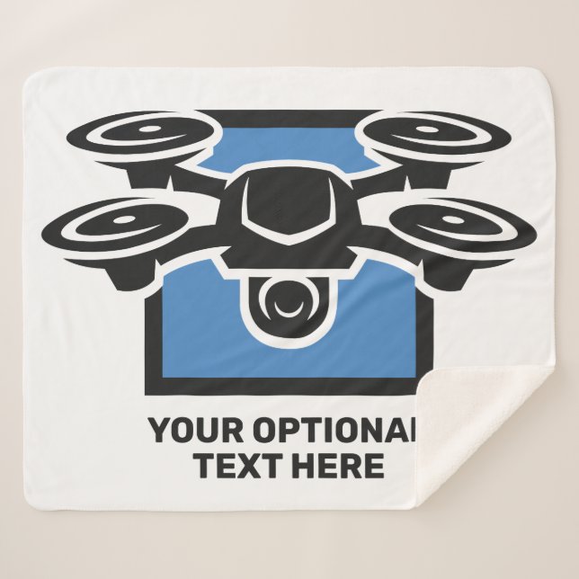 Cobertor Sherpa Drone de Texto Personalizado (Frente (Horizontal))