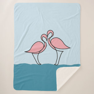 Cobertor Sherpa Duas Flamingas Rosa em Água Grande