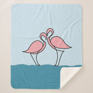 Cobertor Sherpa Duas Flamingas Rosa em Meio-Água