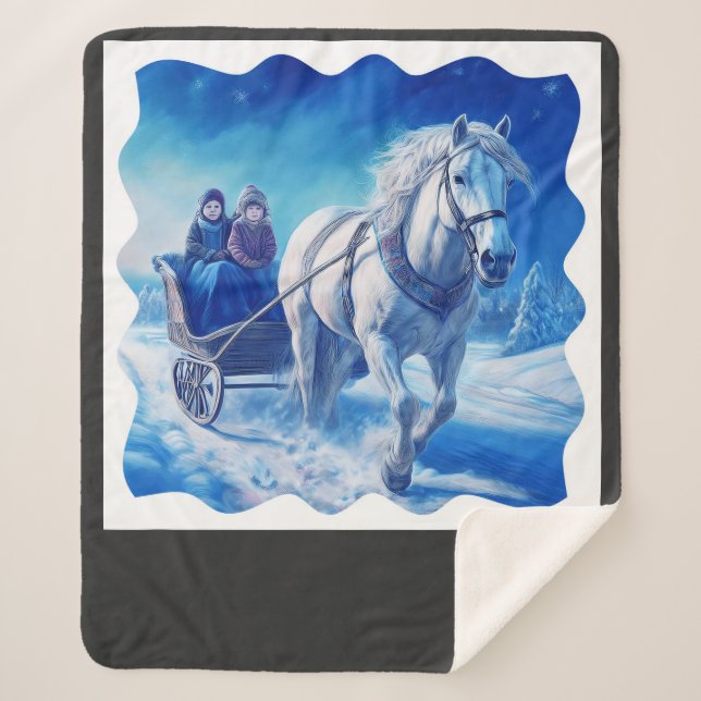 Cobertor Sherpa Duas Meninas Jovens Em Um Passeio De Neve (Frente)