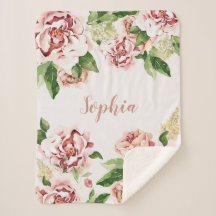 Dusty Pink Peony Floral Girl Name