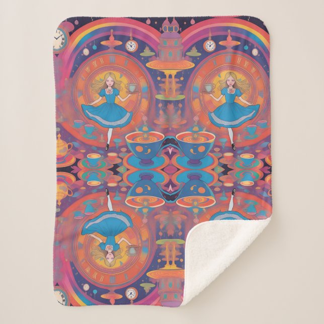 Cobertor Sherpa É o tempo do chá Alice (Frente)