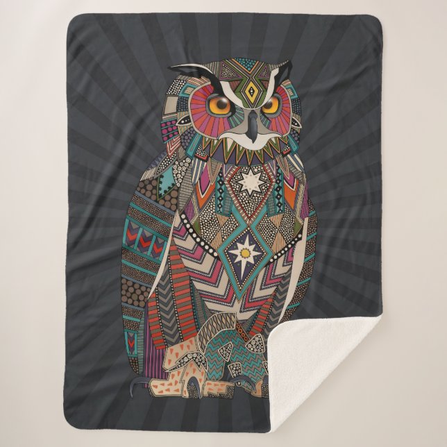 Cobertor Sherpa eagle owl dark (Frente)
