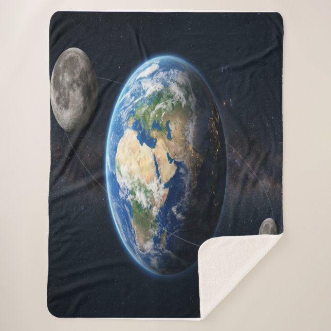 Cobertor Sherpa Earth with Two Moons (Frente)