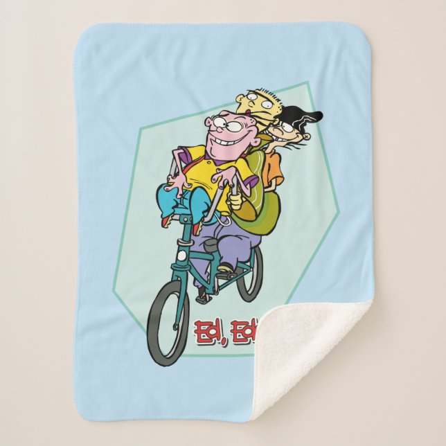 Cobertor Sherpa Ed, Edd, um Eddy numa bicicleta (Frente)