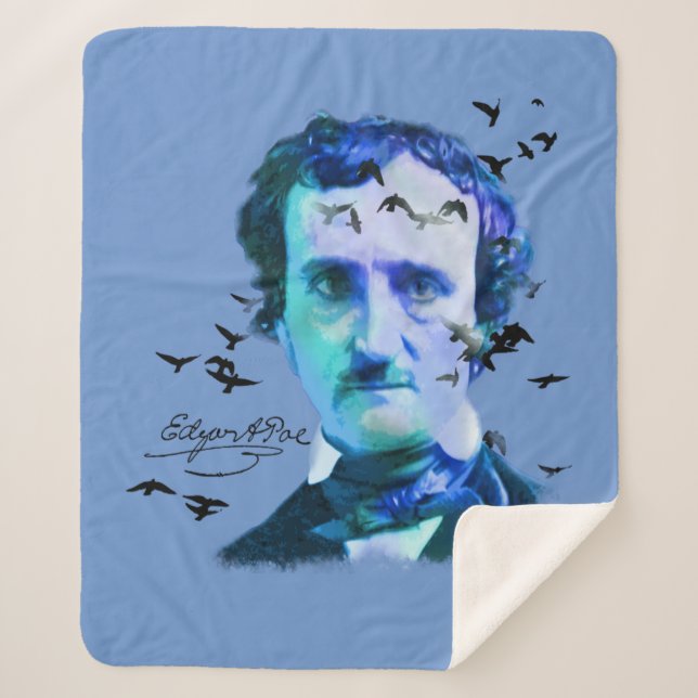 Cobertor Sherpa Edgar Allan Poe Poet Ravens (Frente)
