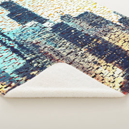 Cobertor Sherpa Edifícios da cidade azul em mosaico com alivio