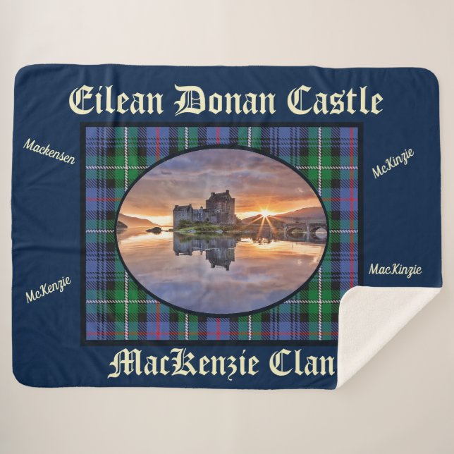 Cobertor Sherpa Eilean Donan Castle Tartan do MacKenzie Clan (Frente (Horizontal))