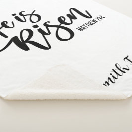 Cobertor Sherpa Ele é Risen Páscoa em Branco Sherpa Black & White