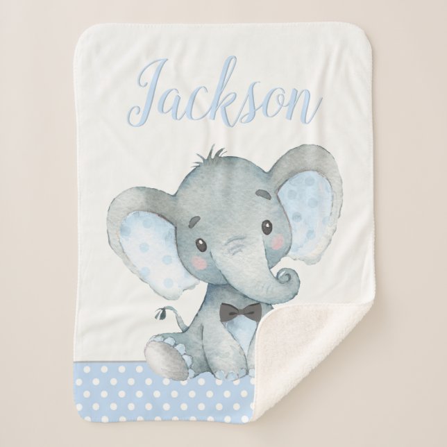 Cobertor Sherpa Elefante Baby Boy Blanket (Frente)