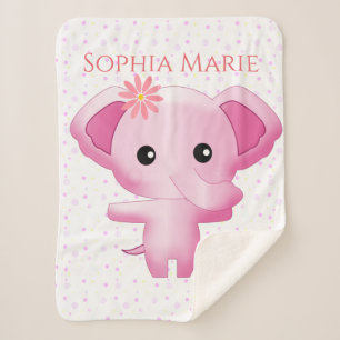 Cobertor Sherpa Elefante De Bebê Rosa Bonito