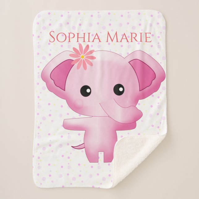 Cobertor Sherpa Elefante De Bebê Rosa Bonito (Frente)