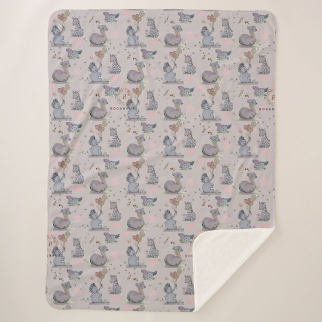 Cobertor Sherpa Elefante e Polka Hen (Frente)