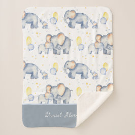Cobertor Sherpa Elefante para Bebê Bonito com Mamãe de Aquarela