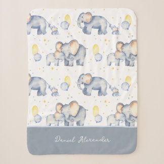 Cobertor Sherpa Elefante para Bebê Bonito com Mamãe de Aquarela