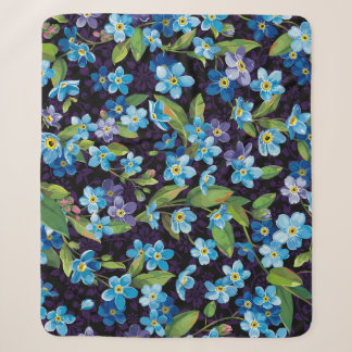 Cobertor Sherpa Elegance Forget-Me-Not Floral Patterno