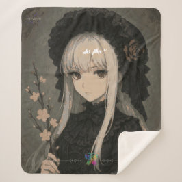 Cobertor Sherpa Elegance of the Midnight Blossom Maiden Premium