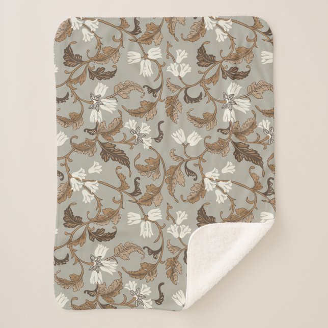 Cobertor Sherpa Elegância Botânica Vintage (Frente)