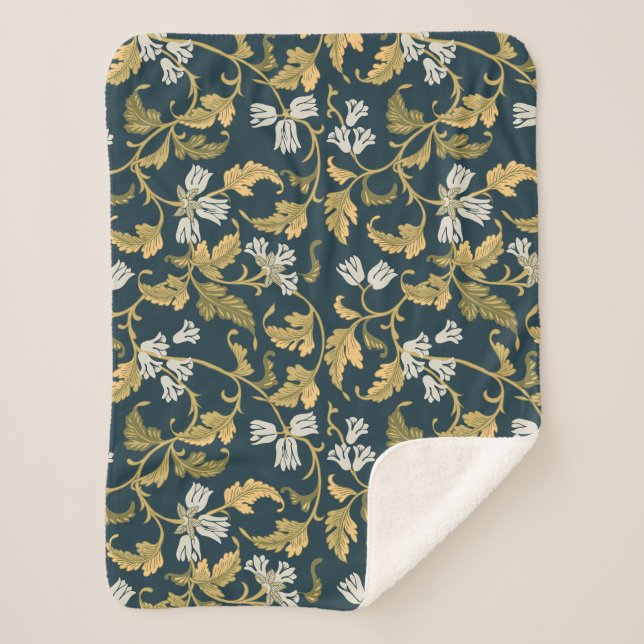 Cobertor Sherpa Elegância Botânica Vintage (Frente)