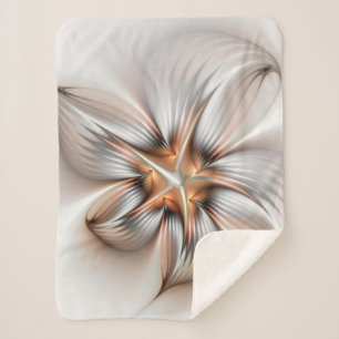 Cobertor Sherpa Elegância Floral Moderna Abstrato de Arte Fractal